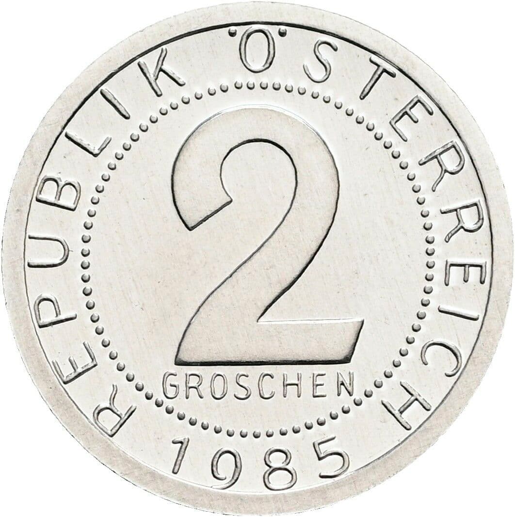 2 Groschen 1985 – Vorderseite