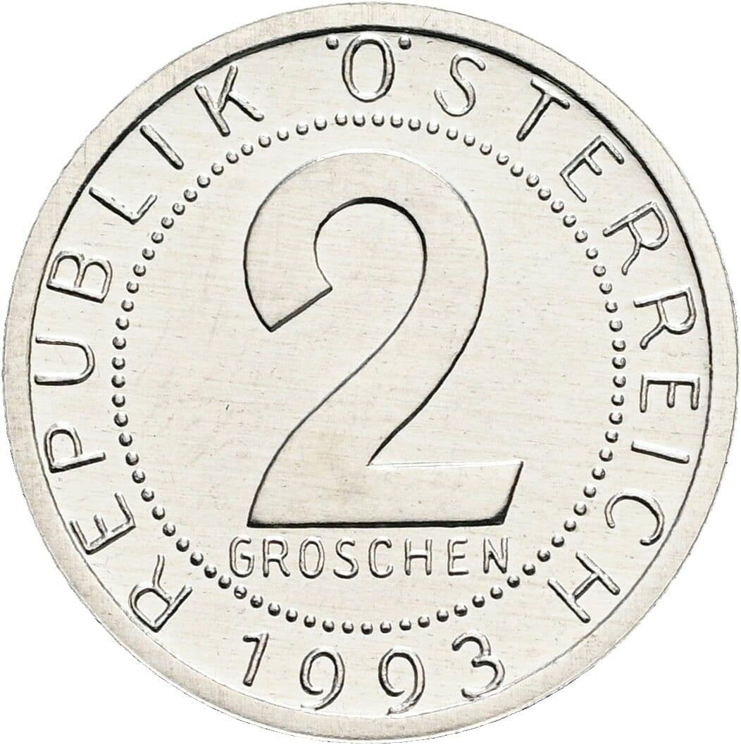 2 Groschen 1993 – Vorderseite