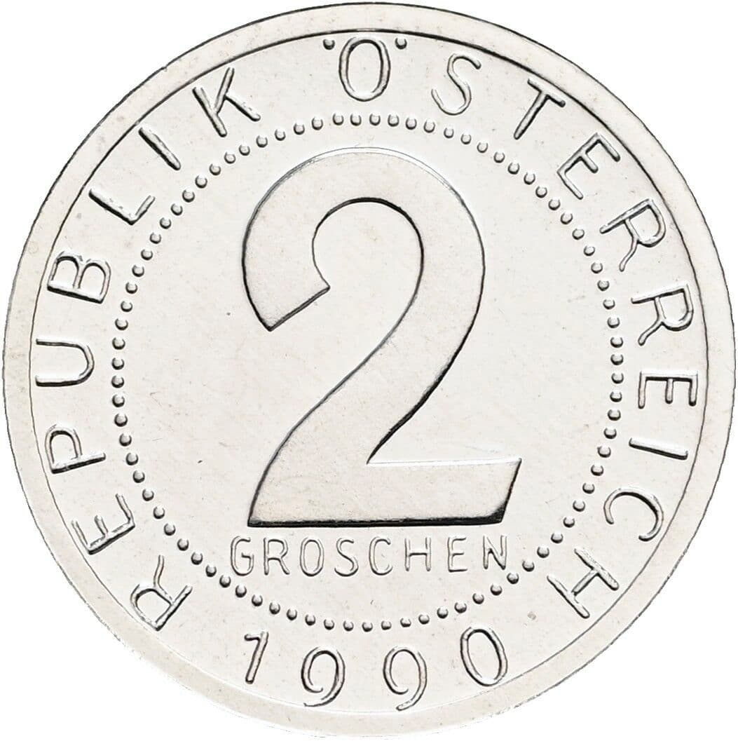 2 Groschen 1990 – Vorderseite