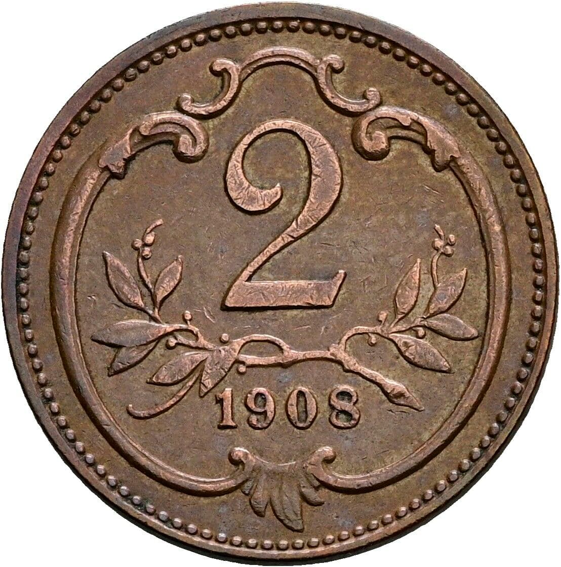 2 Heller Franz Joseph I. 1848-1916 1908 – Vorderseite