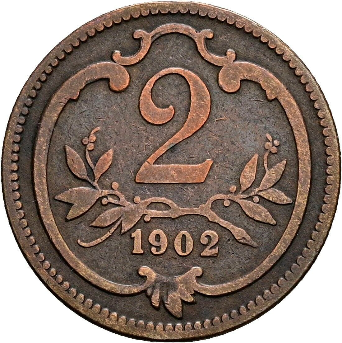 2 Heller Franz Joseph I. 1848-1916 1902 – Vorderseite