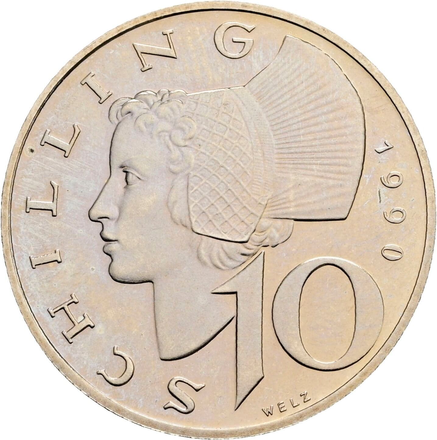 10 Schilling 1990 – Vorderseite