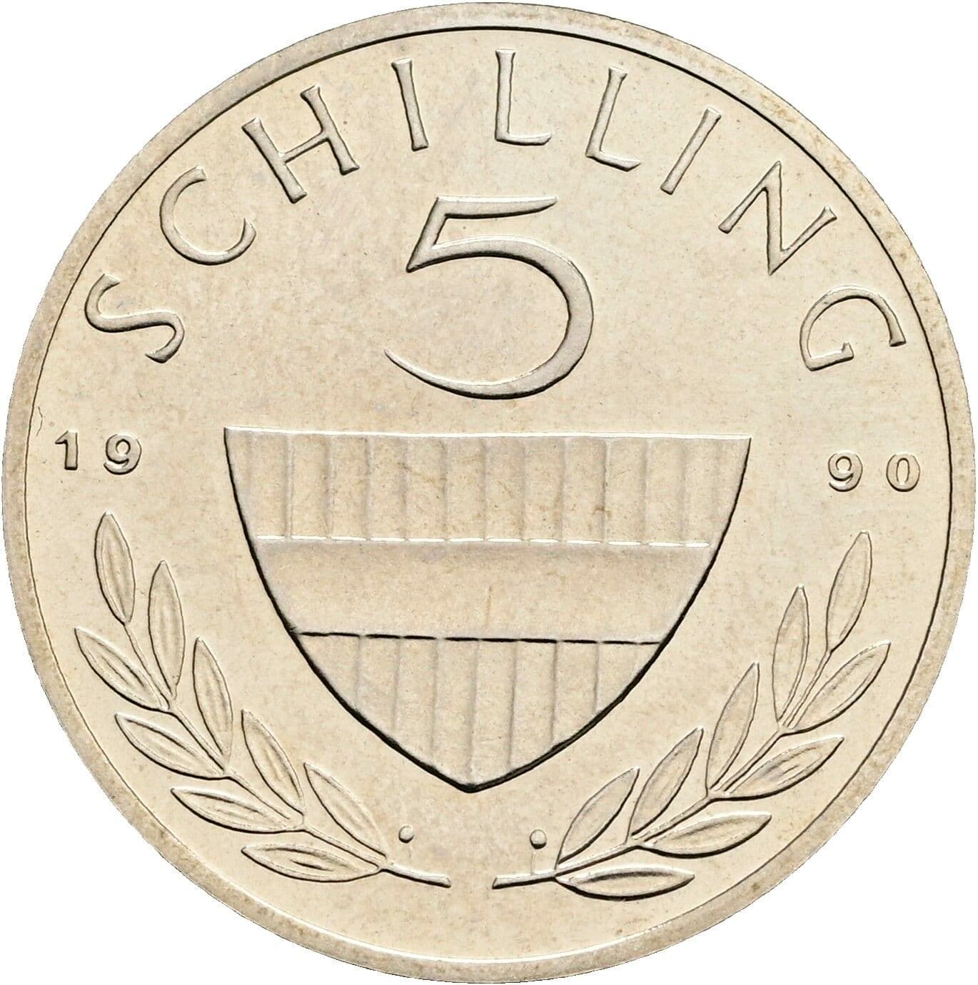 5 Schilling 1990 – Vorderseite