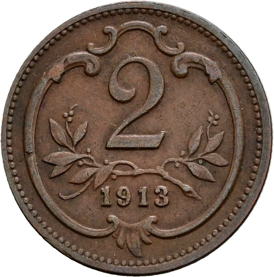 2 Heller Franz Joseph I. 1848-1916 1913 – Vorderseite
