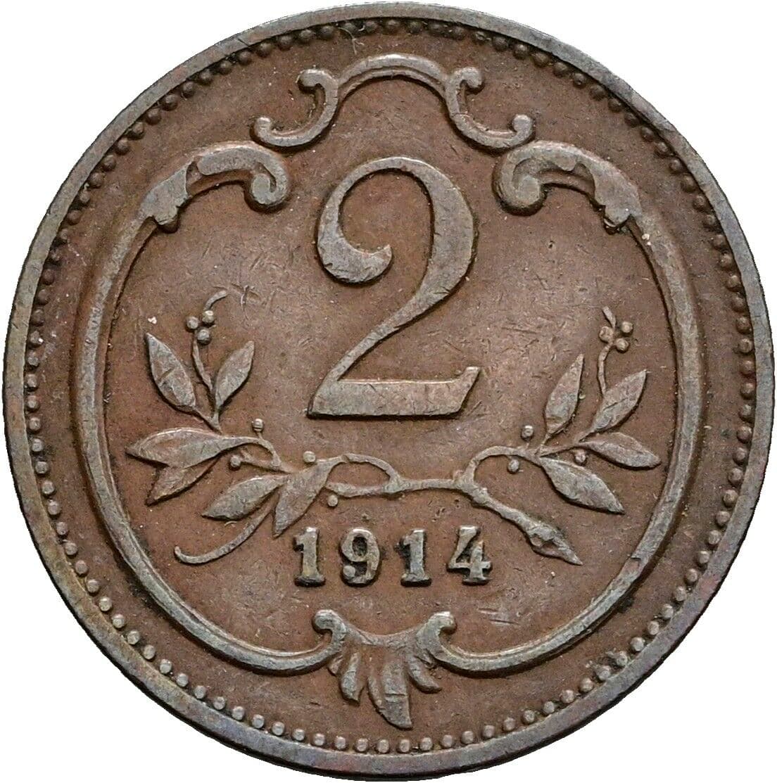 2 Heller Franz Joseph I. 1848-1916 1914 – Vorderseite