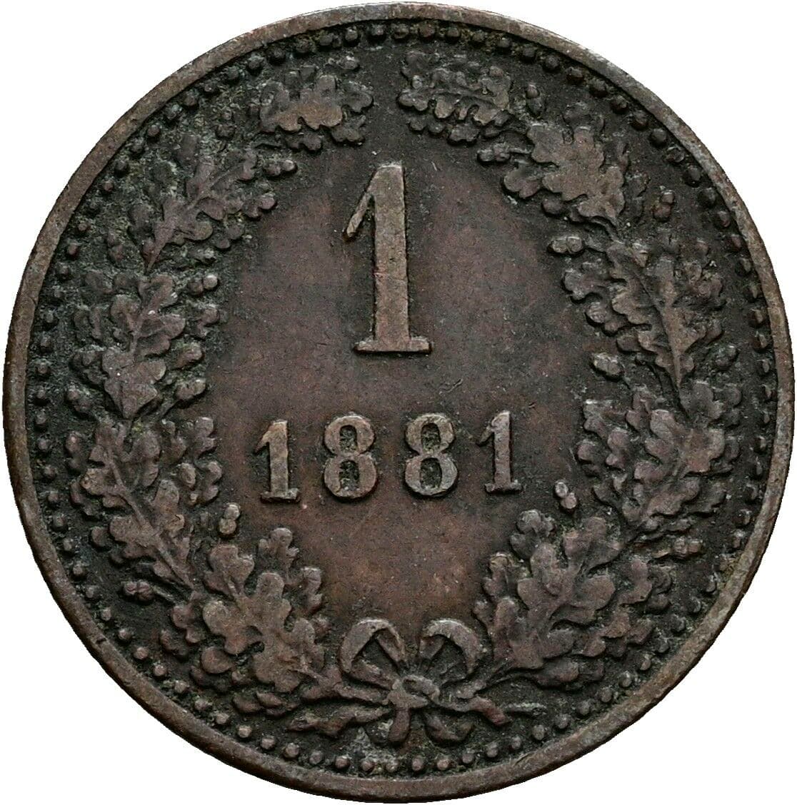 1 Kreuzer Franz Joseph I. 1848-1916 1881 – Vorderseite