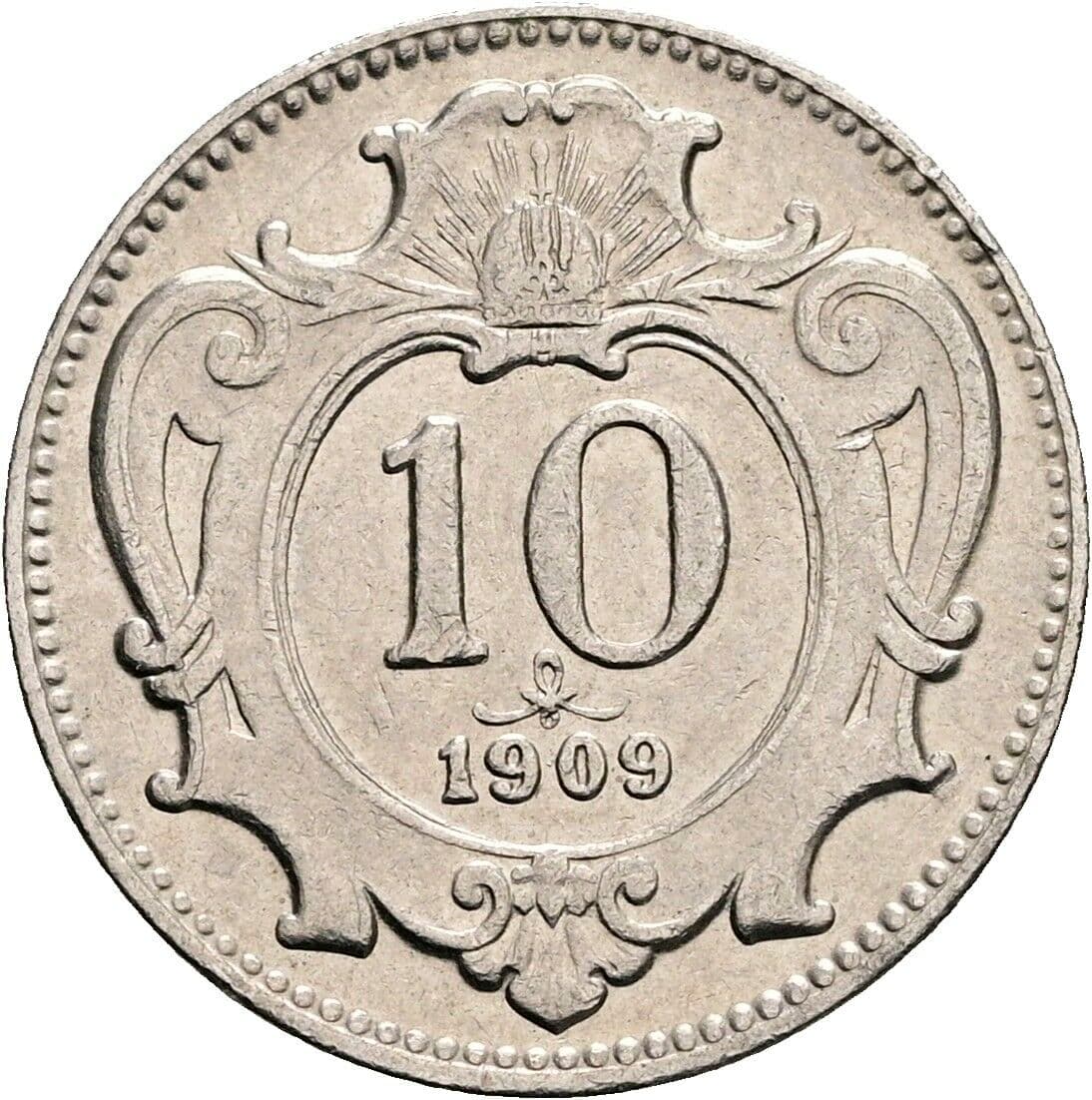 10 Heller Franz Joseph I. 1848-1916 1909 – Vorderseite