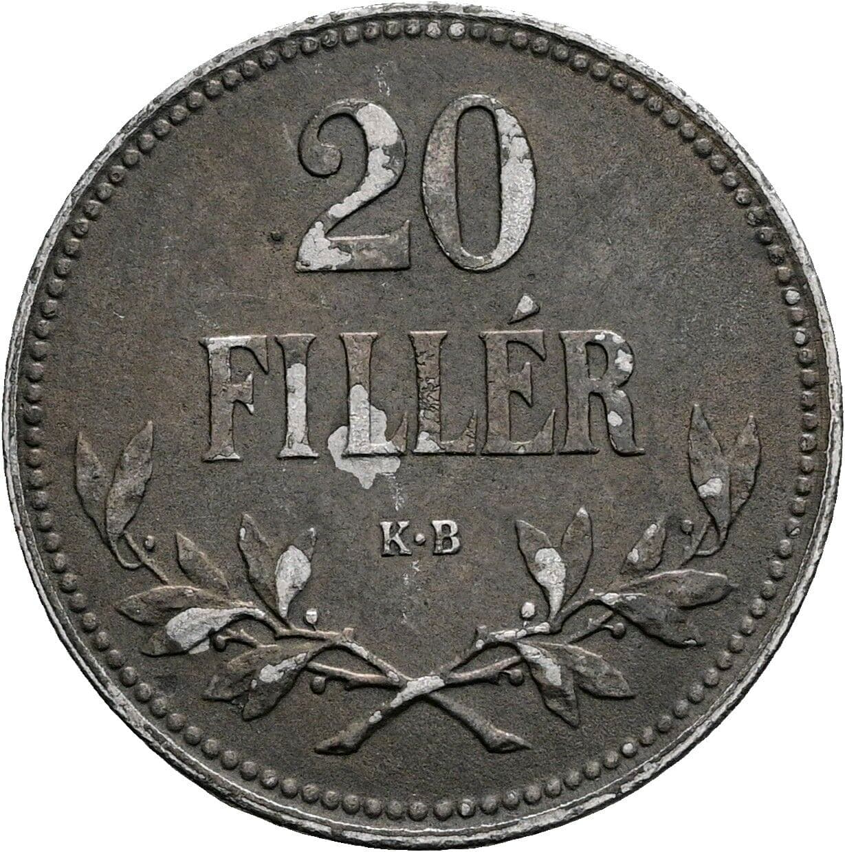 20 Filler Franz Joseph I. 1848-1916 1916 KB, Kremnitz – Vorderseite