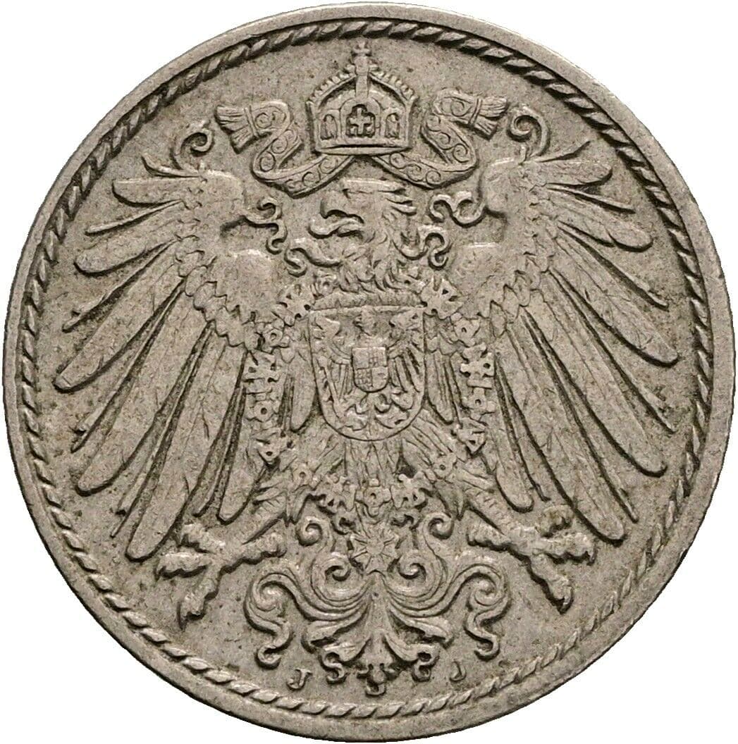5 Pfennig 1914 J – Rückseite