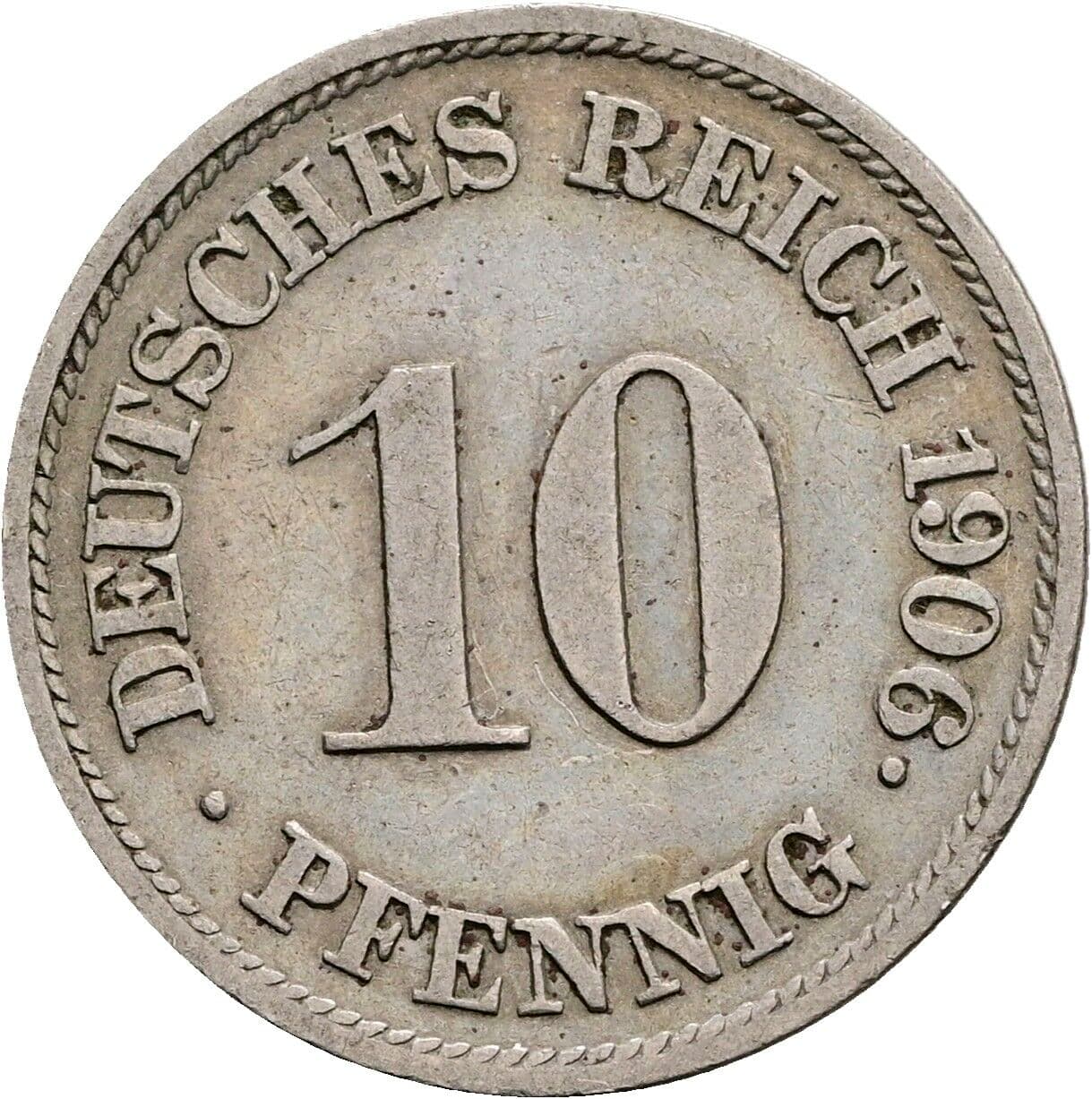 10 Pfennig 1906 J – Vorderseite