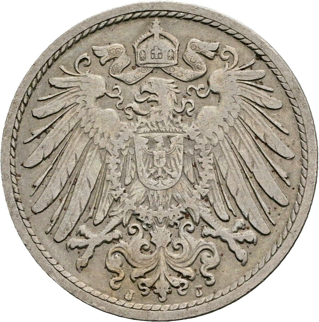 10 Pfennig 1906 J – Rückseite