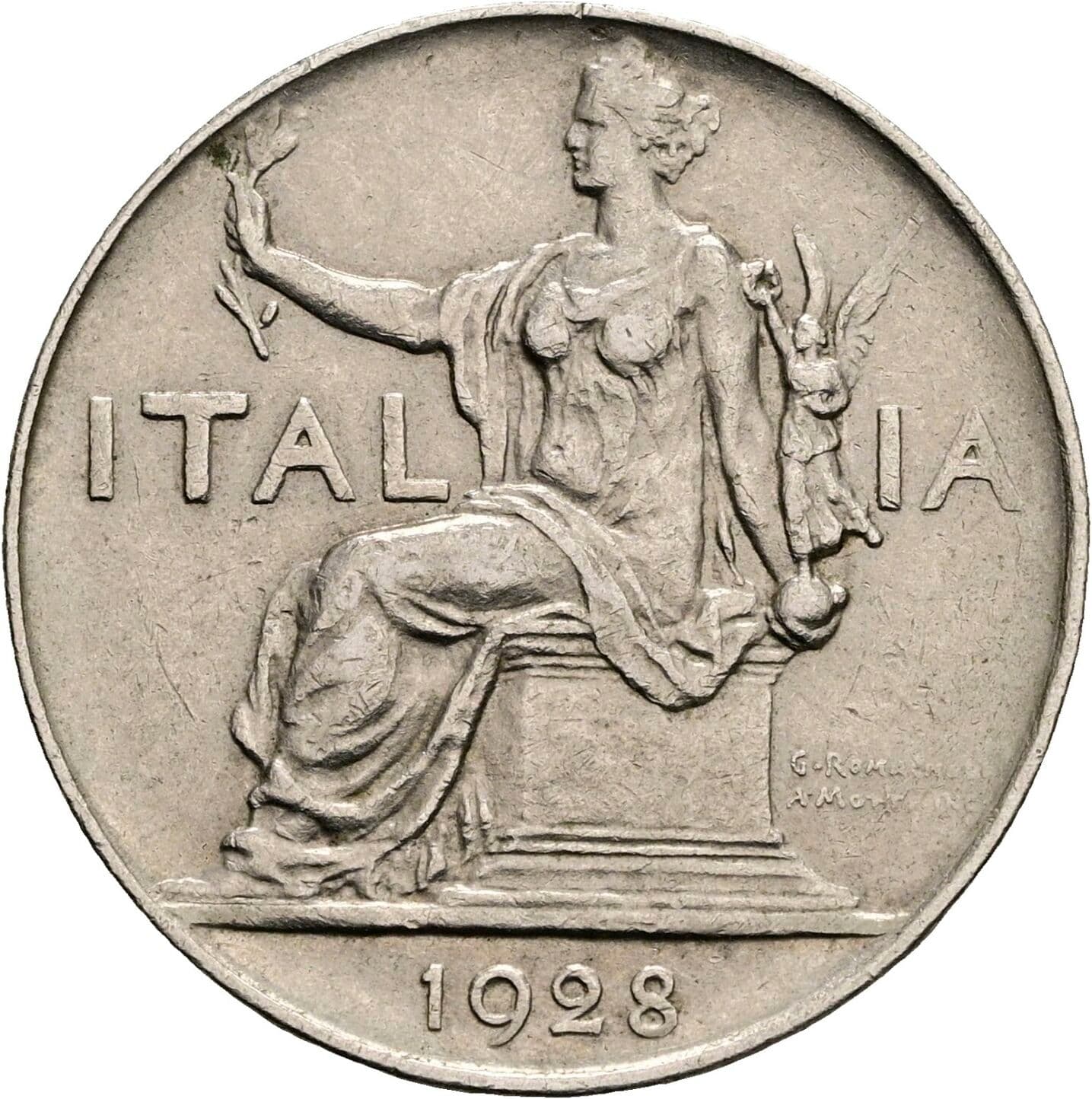 1 Lira Vittorio Emanuele III. 1900-1946 1928 – Rückseite