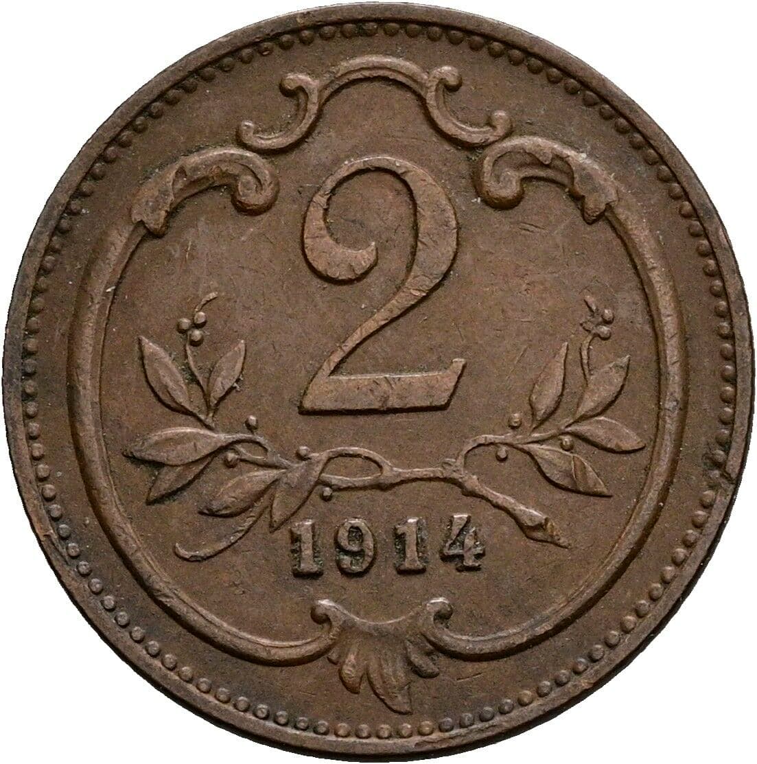 2 Heller Franz Joseph I. 1848-1916 1914 – Vorderseite