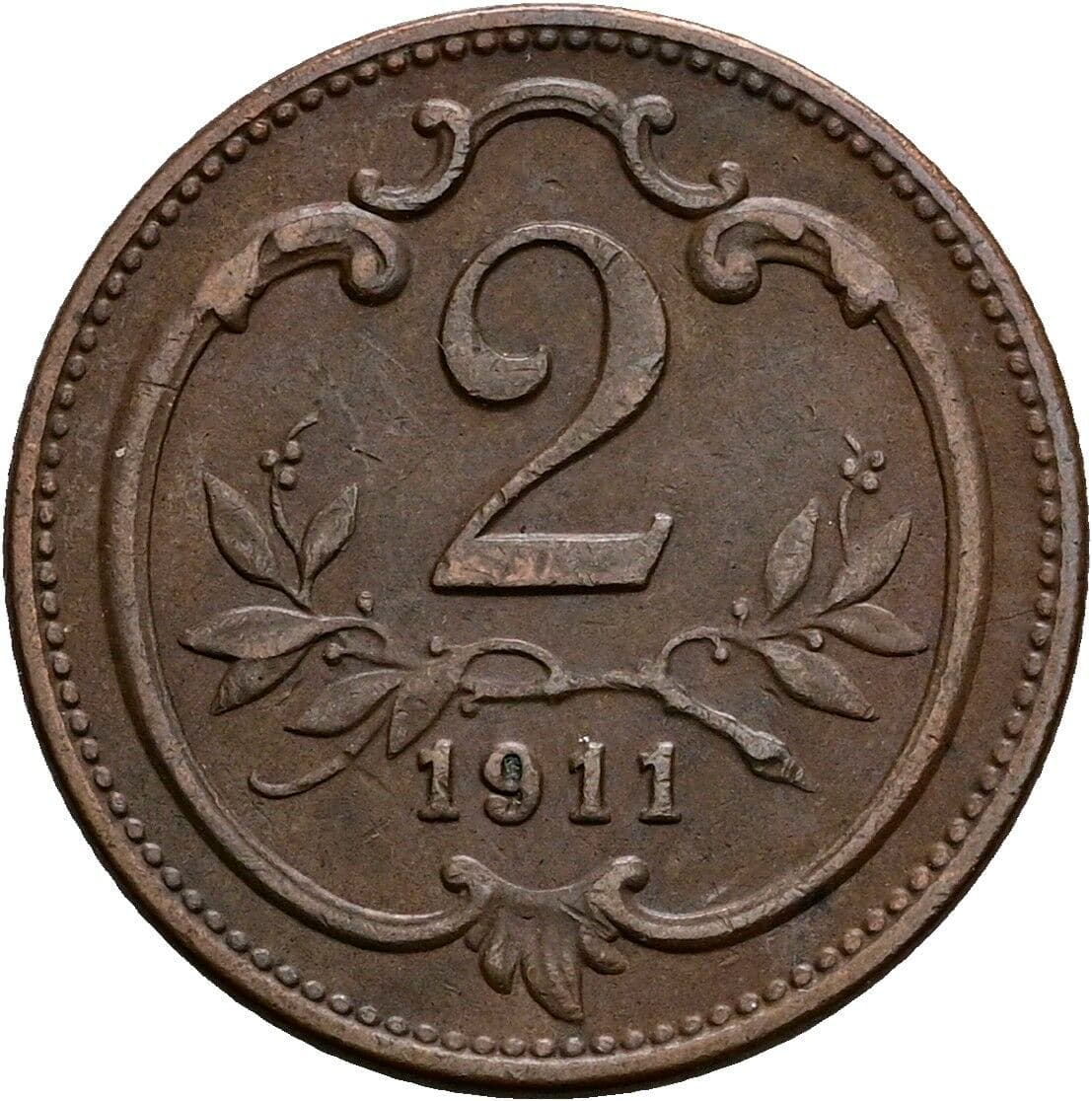 2 Heller Franz Joseph I. 1848-1916 1911 – Vorderseite