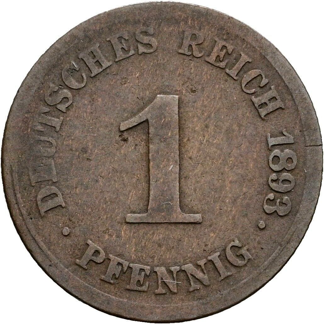 1 Pfennig 1893 G – Vorderseite