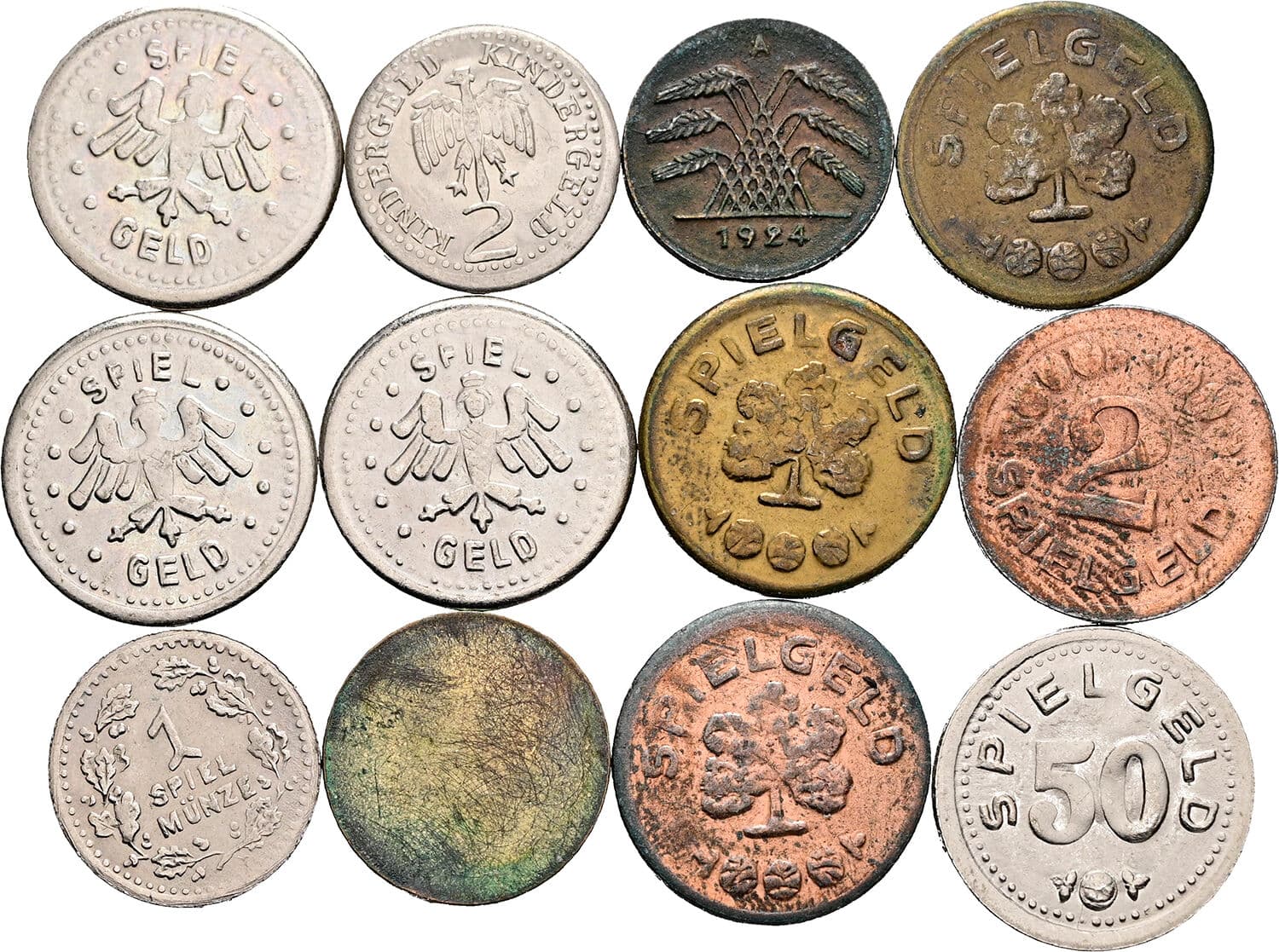 Spielgeld LOT 11 Stück und eine Farbmünze