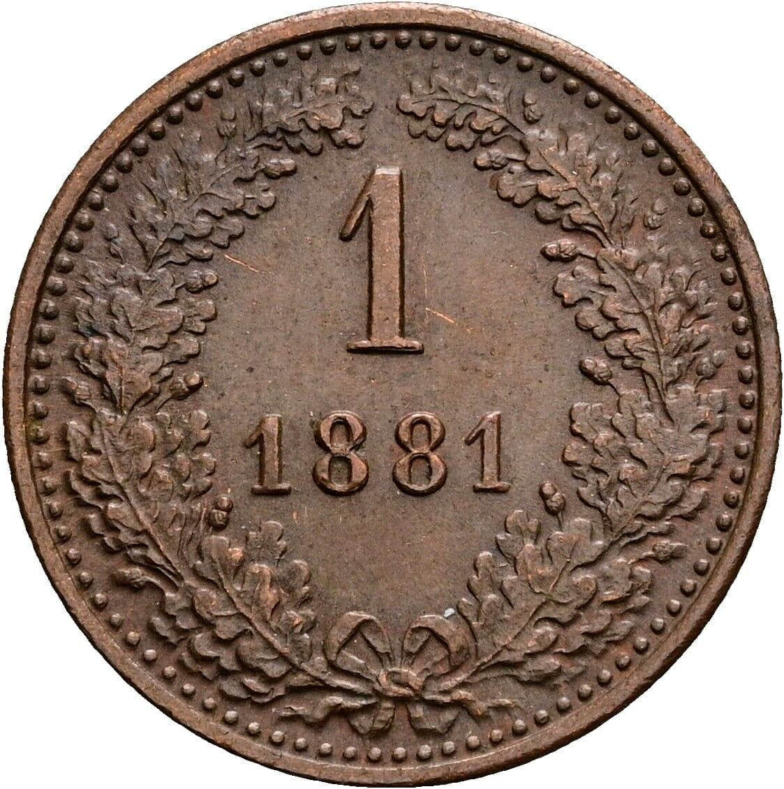1 Kreuzer Franz Joseph I. 1848-1916 1881 – Vorderseite