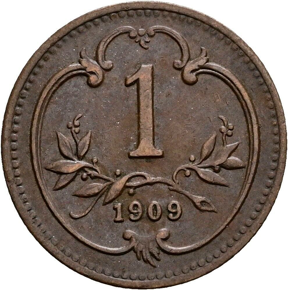 1 Heller Franz Joseph I. 1848-1916 1909 – Vorderseite