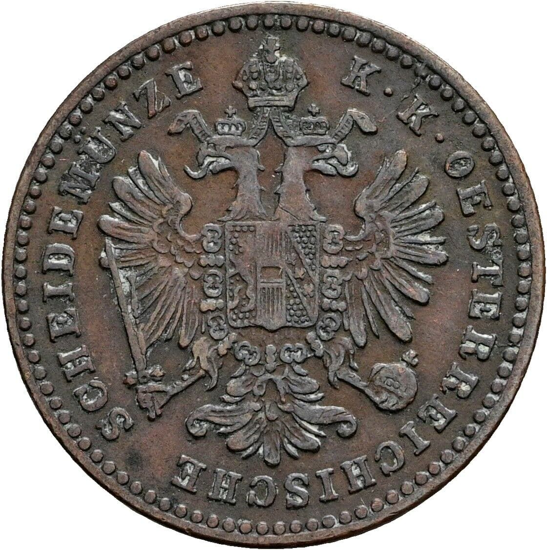 1 Kreuzer Franz Joseph I. 1848-1916 1859 A, Wien – Rückseite