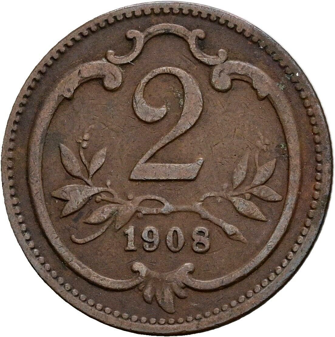 2 Heller Franz Joseph I. 1848-1916 1908 – Vorderseite