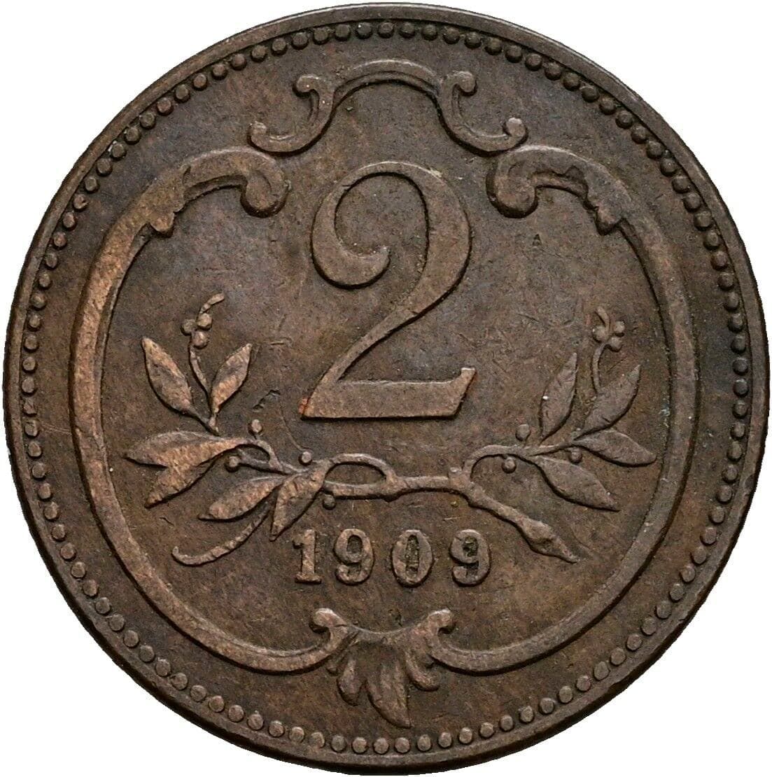 2 Heller Franz Joseph I. 1848-1916 1909 – Vorderseite
