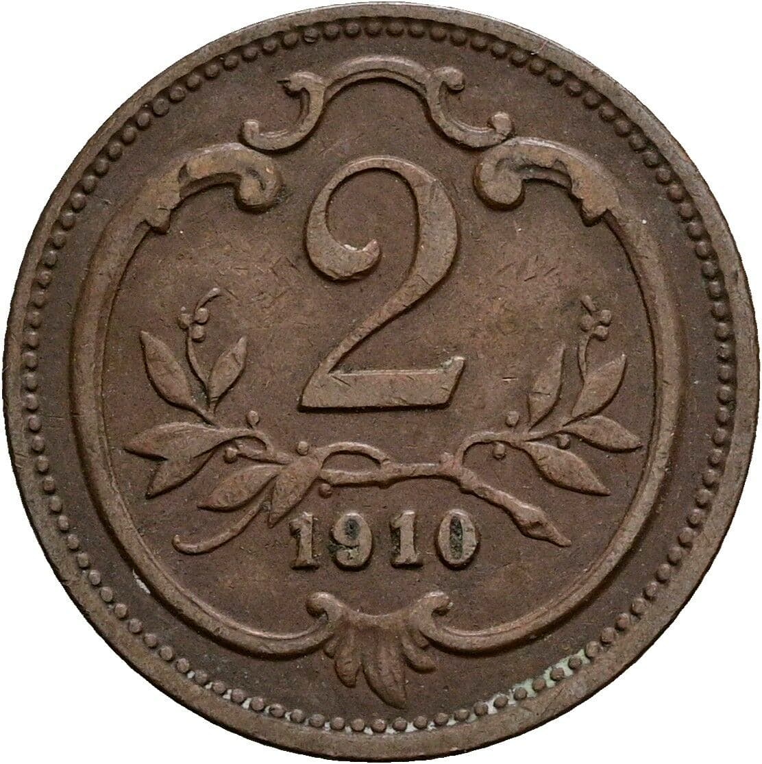 2 Heller Franz Joseph I. 1848-1916 1910 – Vorderseite