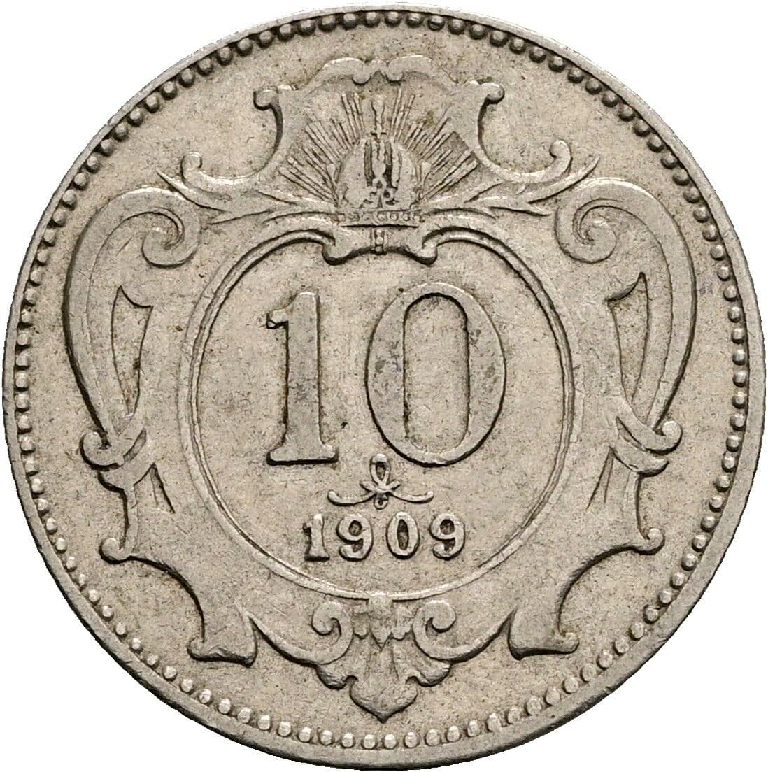10 Heller Franz Joseph I. 1848-1916 1909 – Vorderseite