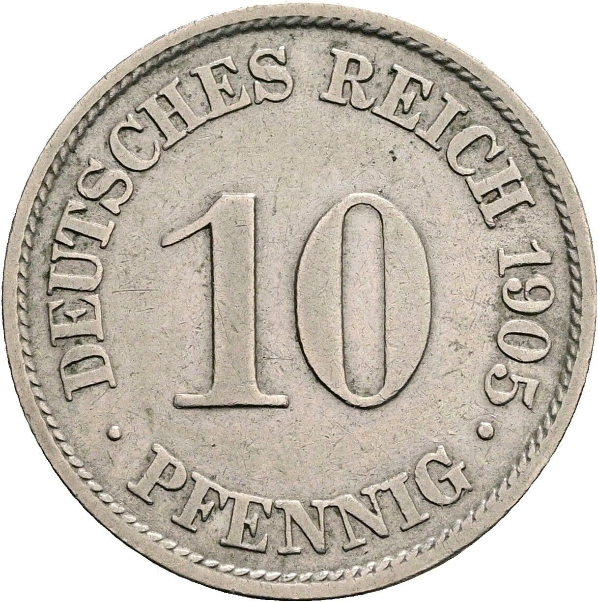 10 Pfennig 1905 A – Vorderseite