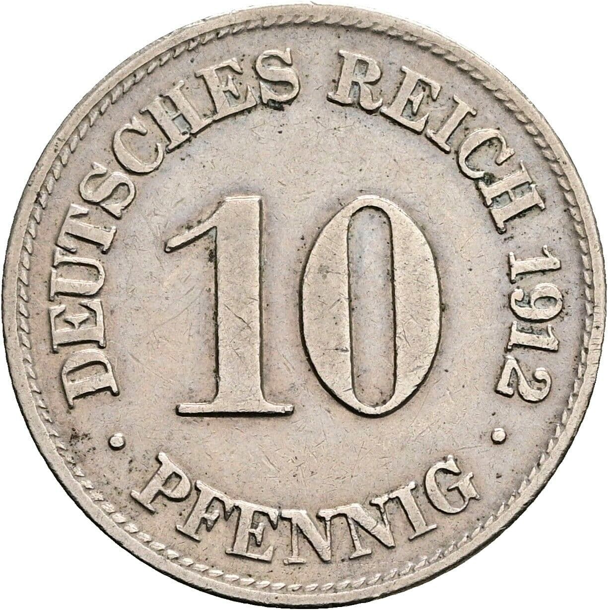 10 Pfennig 1912 D – Vorderseite