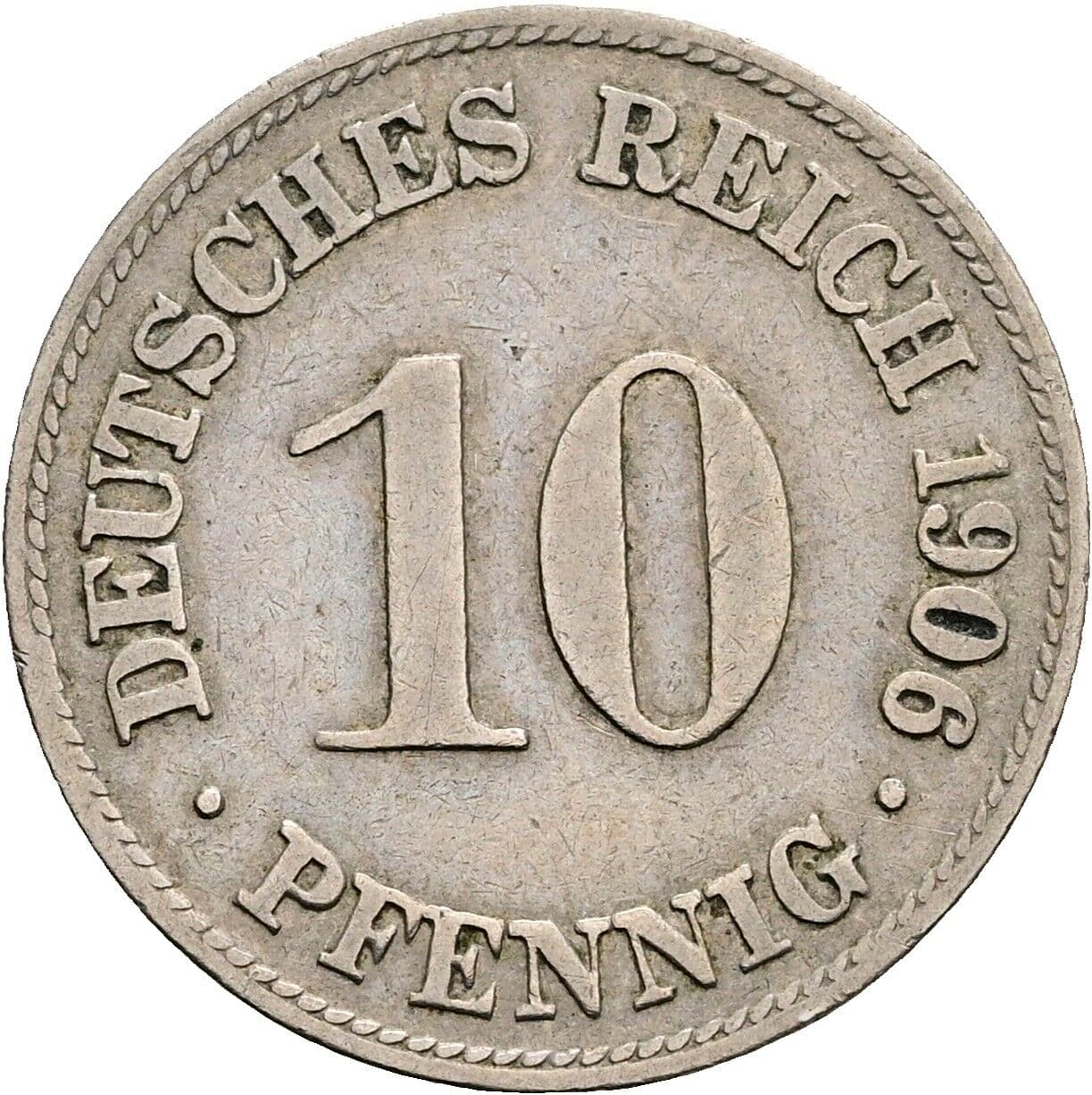 10 Pfennig 1906 D – Vorderseite