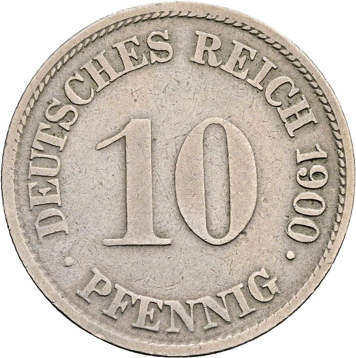 10 Pfennig 1900 G – Vorderseite