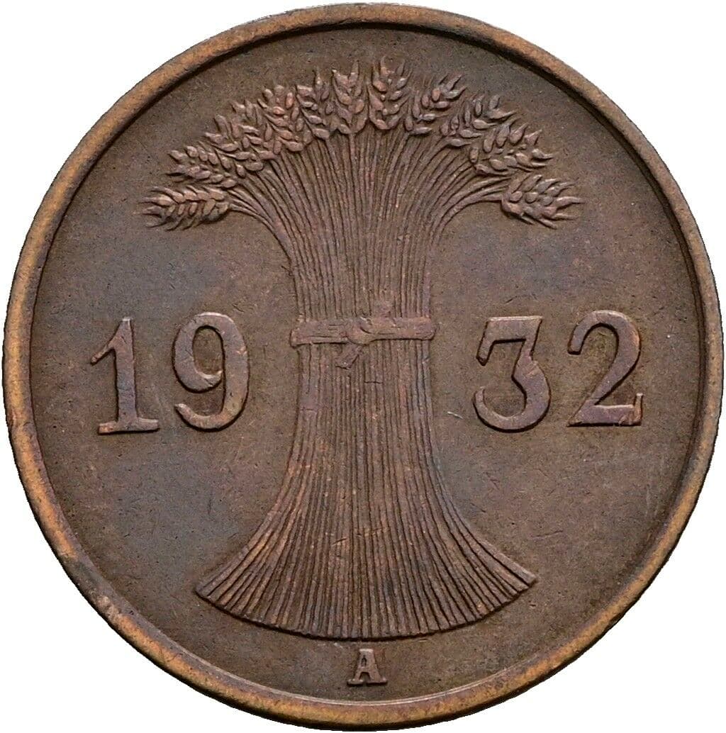 1 Reichspfennig 1932 A – Rückseite