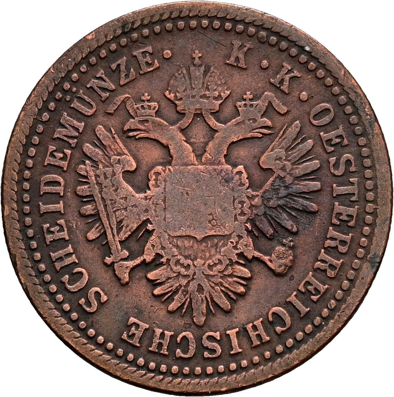 1 Kreuzer Franz Joseph I. 1848-1916 1851 A, Wien – Rückseite