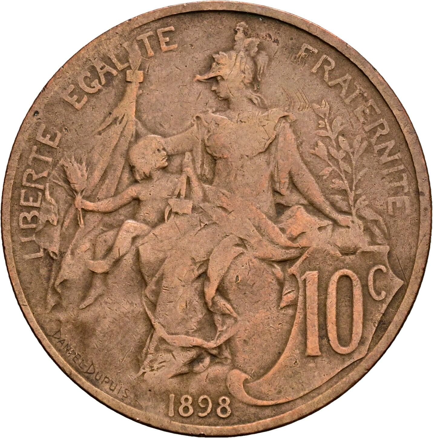10 Centimes 1898 – Rückseite