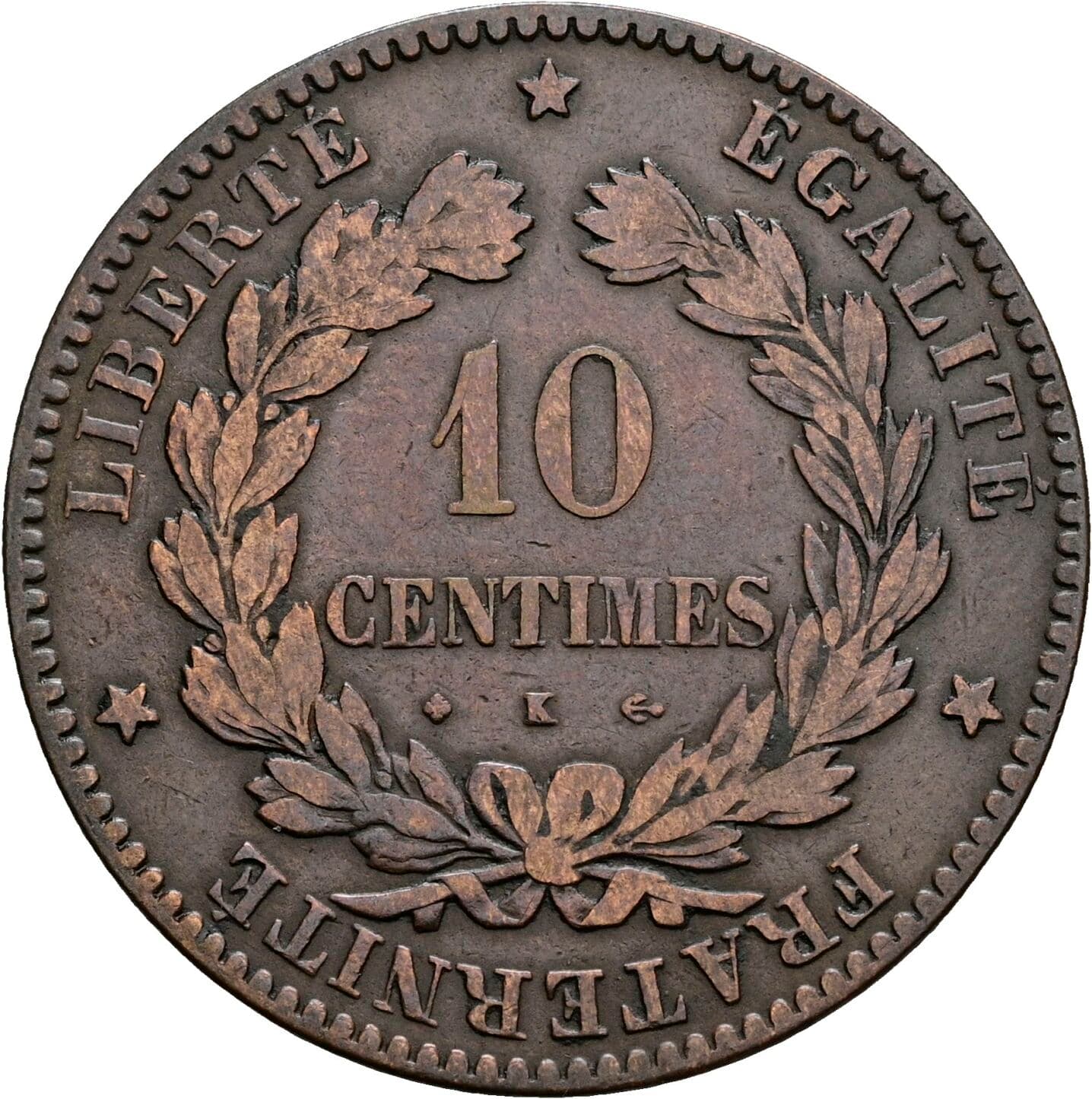 10 Centimes 1872 K – Rückseite