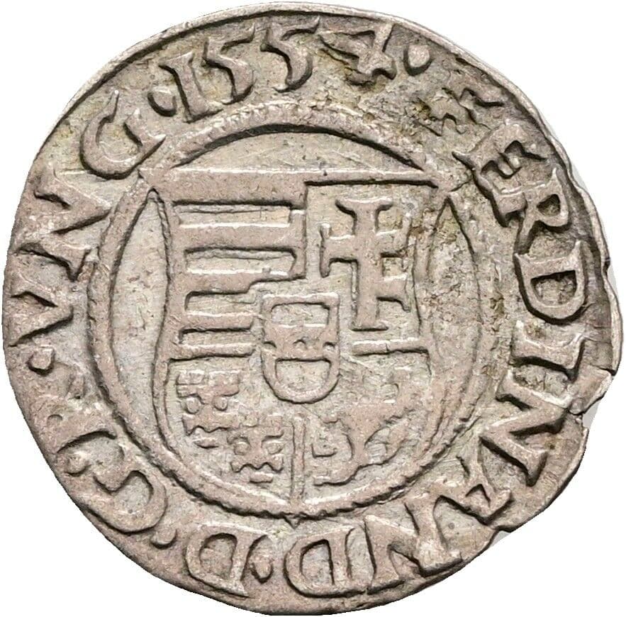 Denar Ferdinand I. 1554 KB, Kremnitz – Rückseite