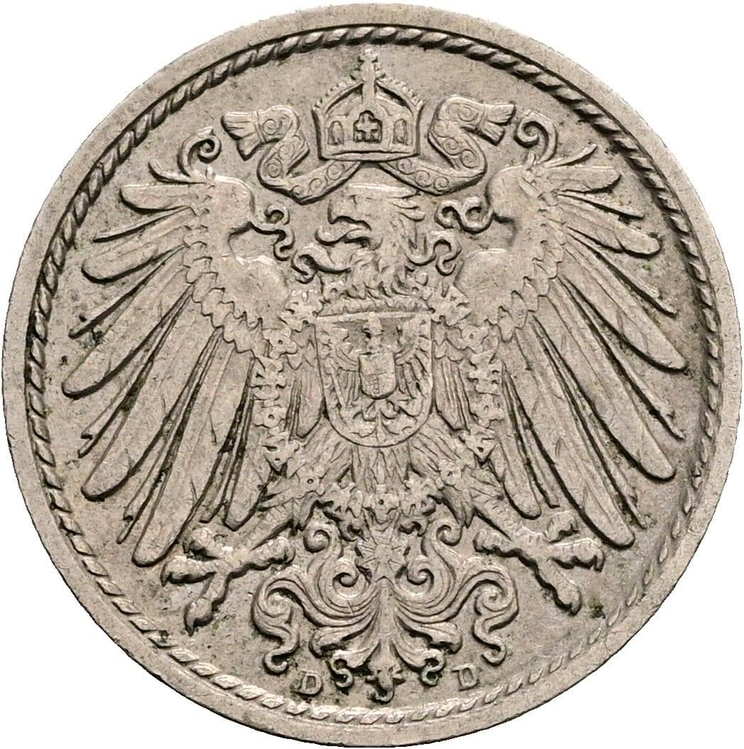 5 Pfennig 1913 D – Rückseite