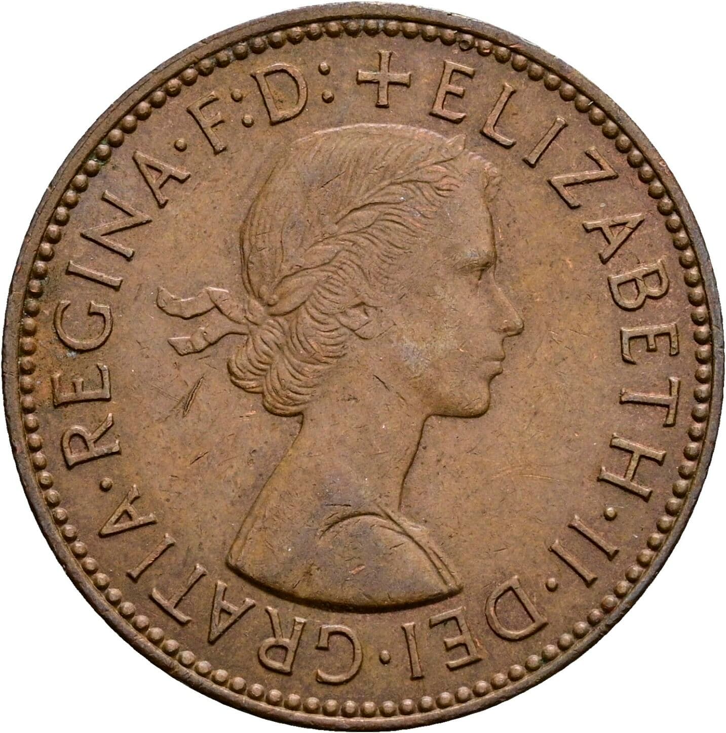 Half Penny Elisabeth II. 1952-2022 1966 – Vorderseite
