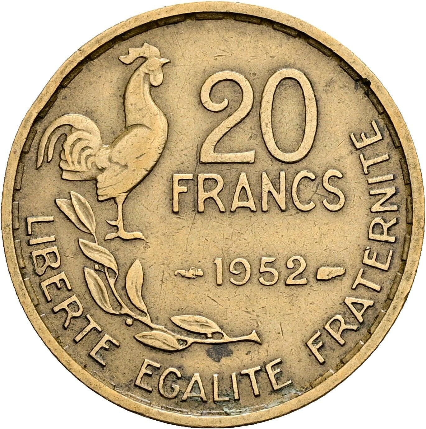 20 Francs 1952 – Vorderseite
