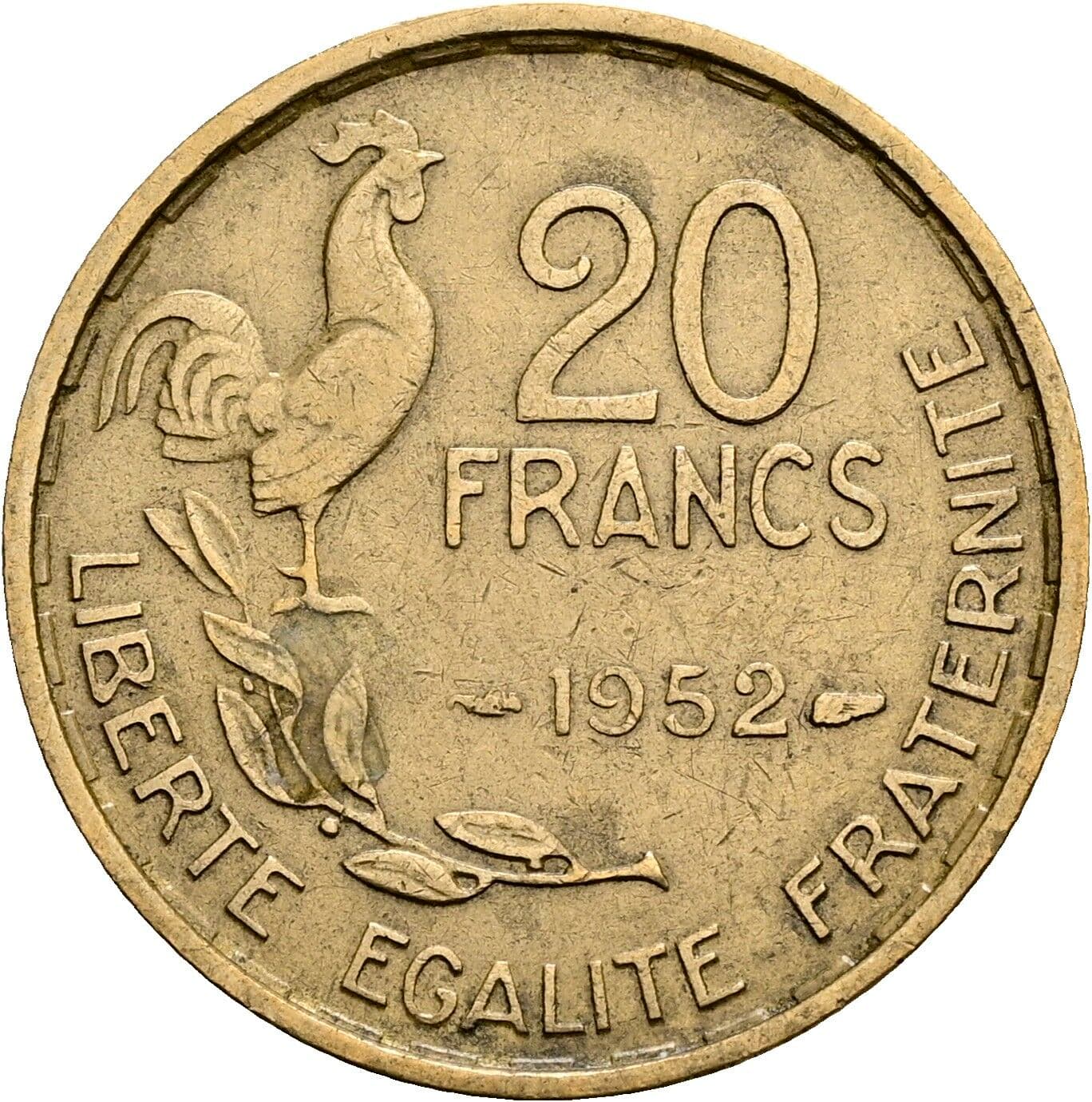 20 Francs 1952 – Rückseite