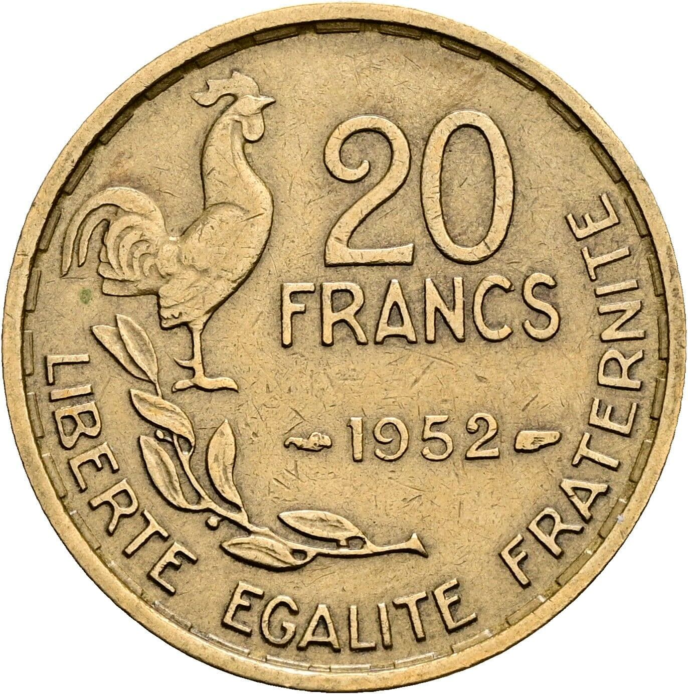 20 Francs 1952 – Vorderseite