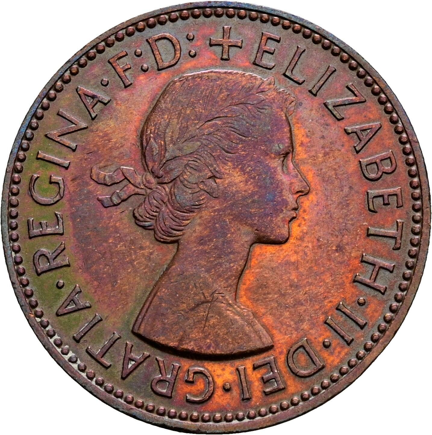 Half Penny Elisabeth II. 1952-2022 1957 – Vorderseite