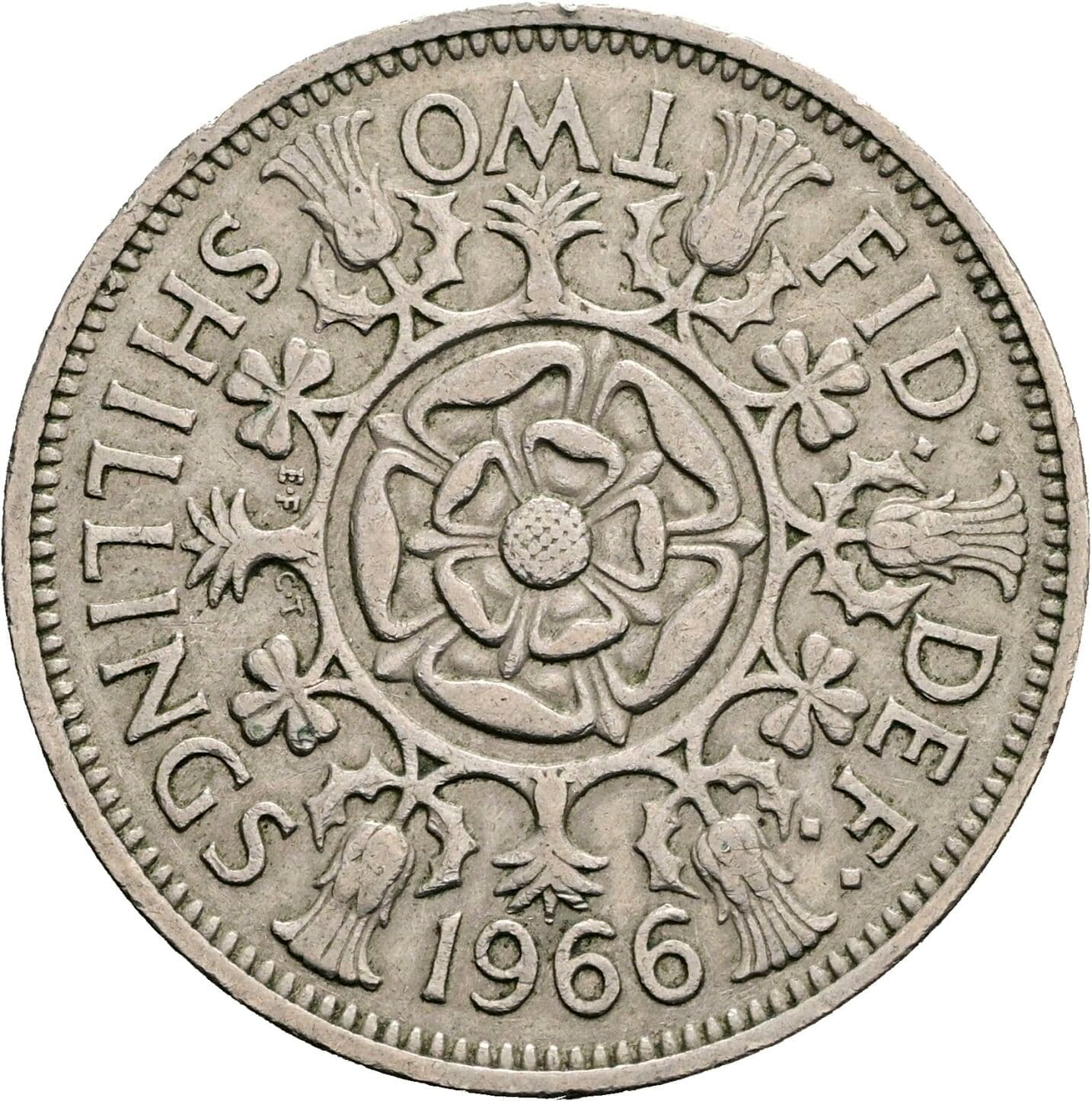 2 Shillings Elisabeth II. 1952-2022 1966 – Rückseite