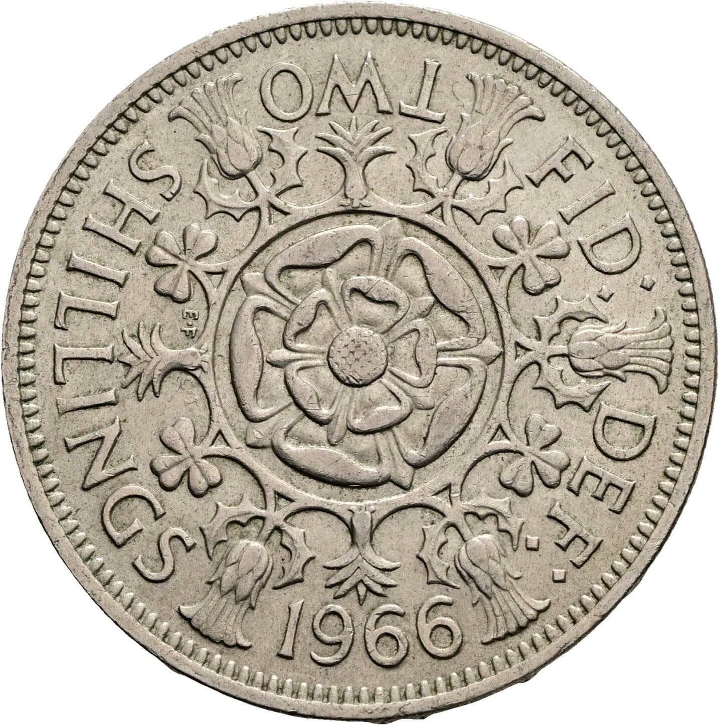 2 Shillings Elisabeth II. 1952-2022 1966 – Rückseite