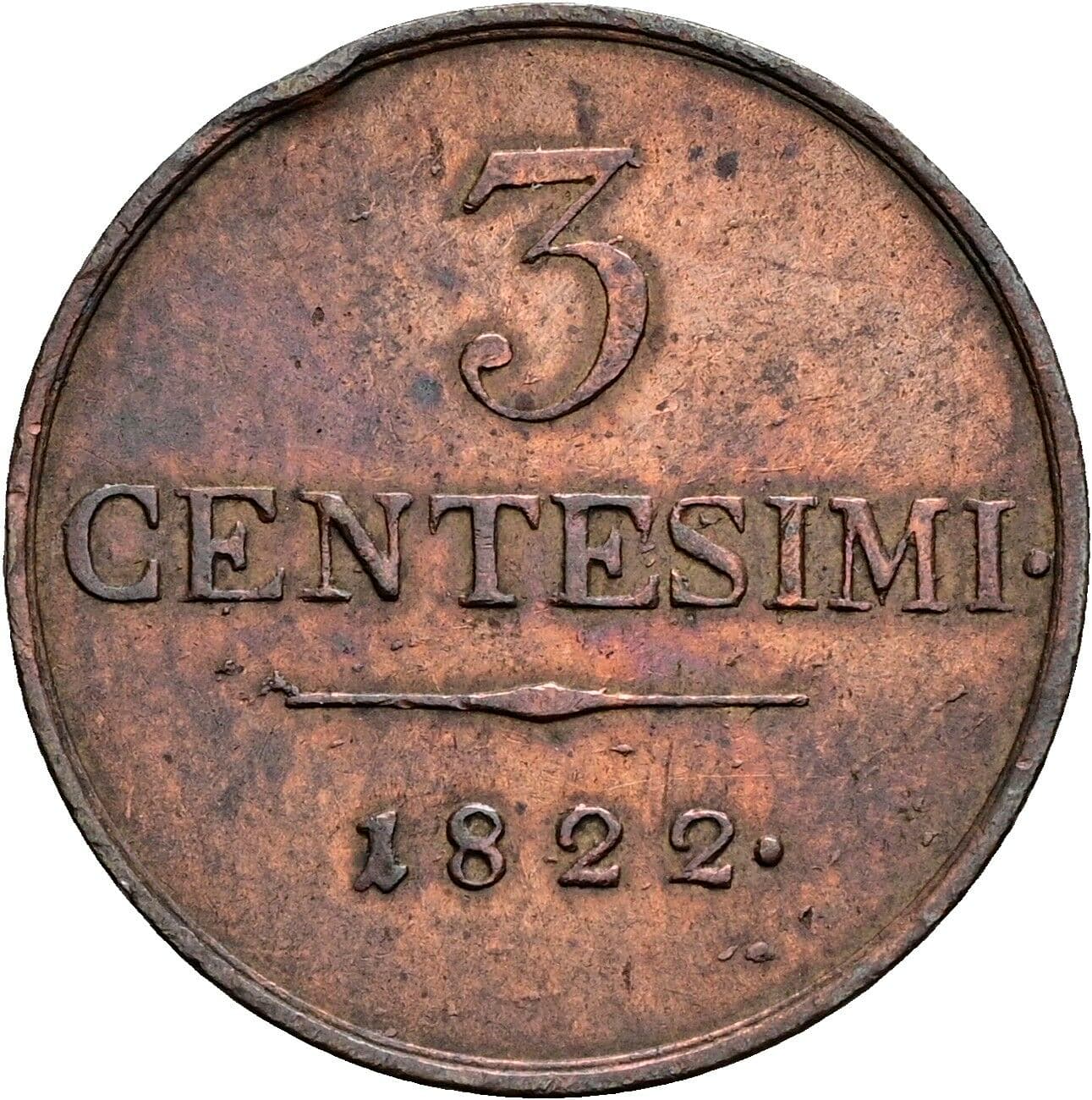 3 Centesimi Franz II.(I.) 1792-1835 1822 M – Vorderseite