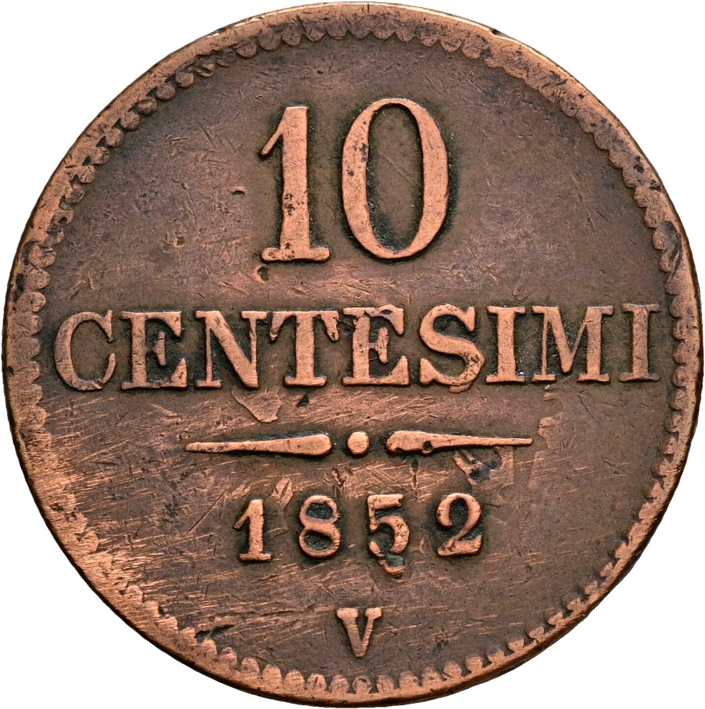 10 Centesimi Franz Joseph I. 1848-1916 1852 V, Venedig – Vorderseite