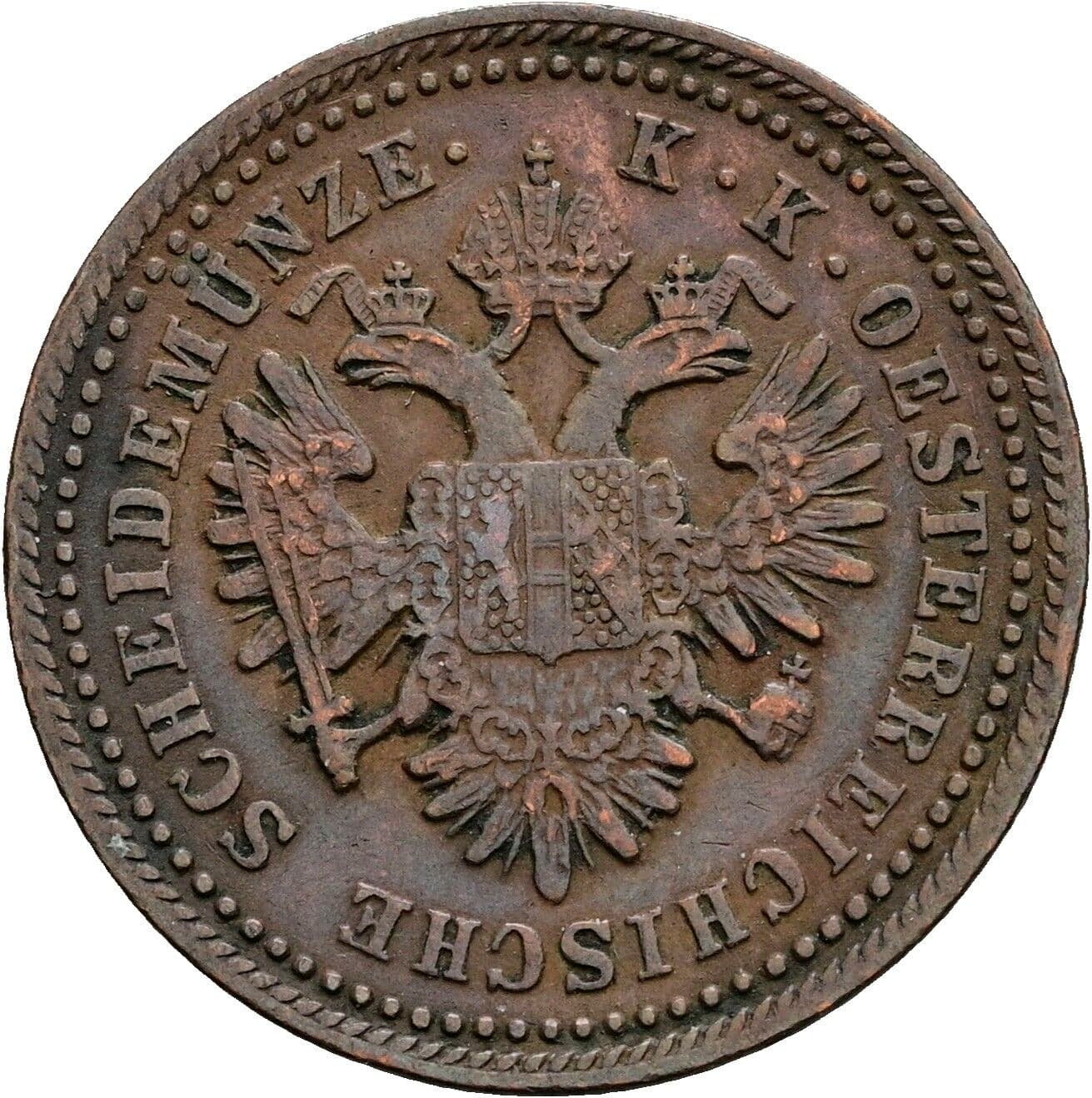 1 Kreuzer Franz Joseph I. 1848-1916 1851 A, Wien – Rückseite
