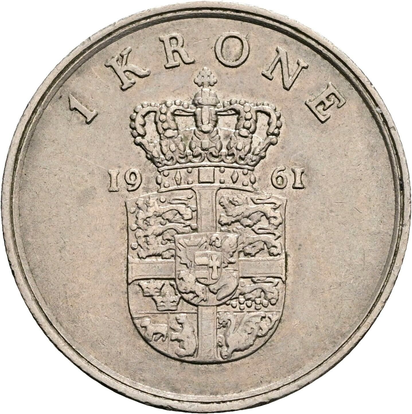 1 Krone Frederick IX (1947 - 1972) 1961 – Rückseite