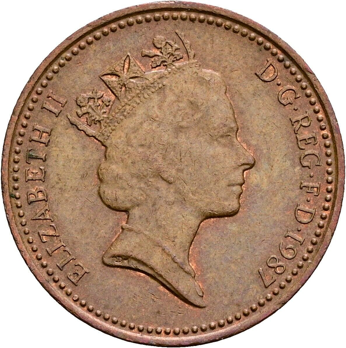 1 Penny Elisabeth II. 1952-2022 1987 – Vorderseite