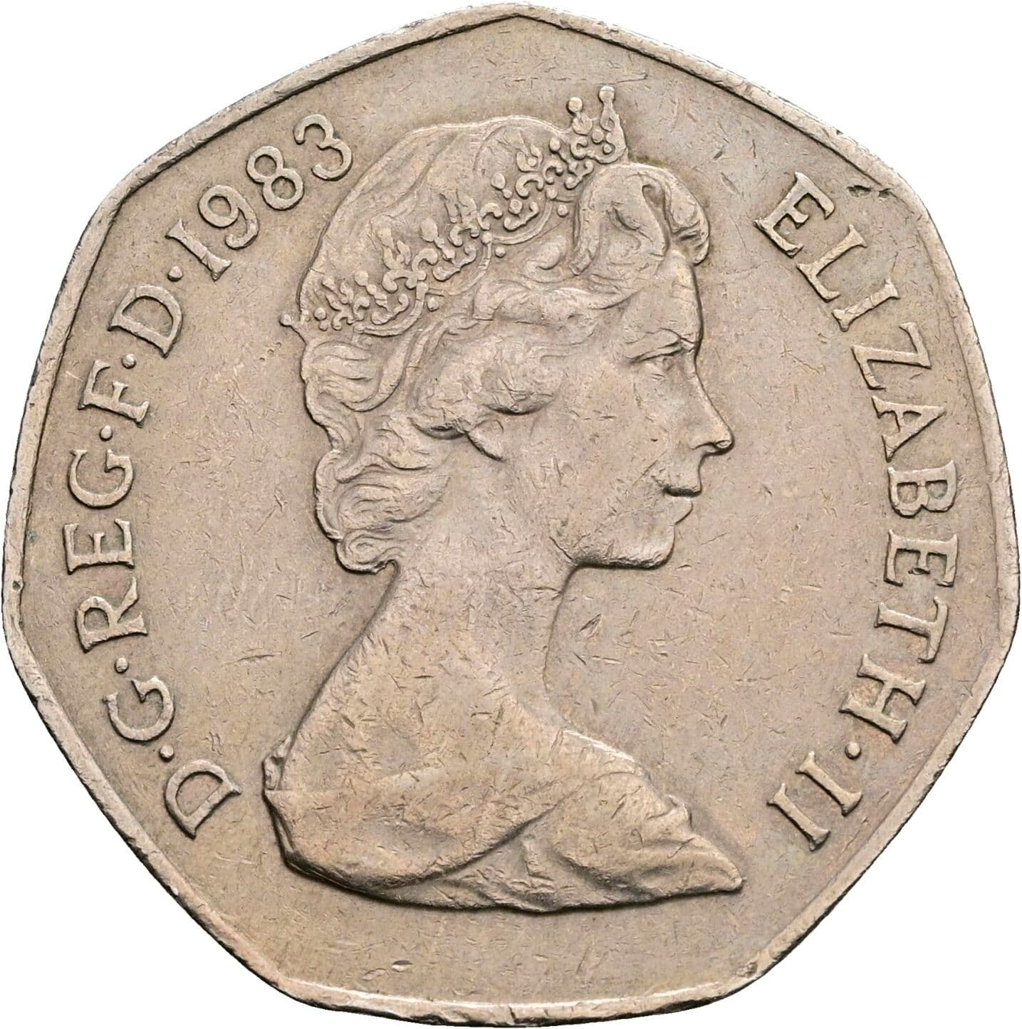 50 Pence Elisabeth II. 1952-2022 1983 – Vorderseite